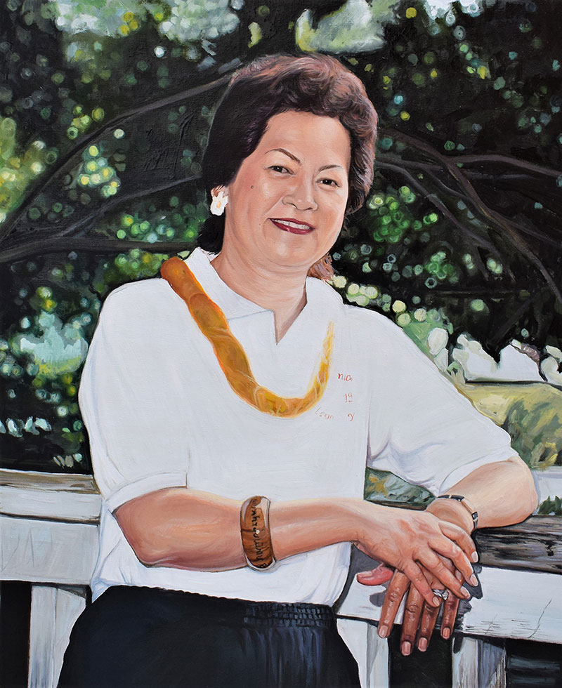 custom oil painting of a woman smiling