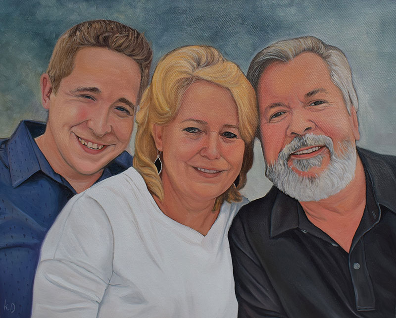 Oil panting of a happy family