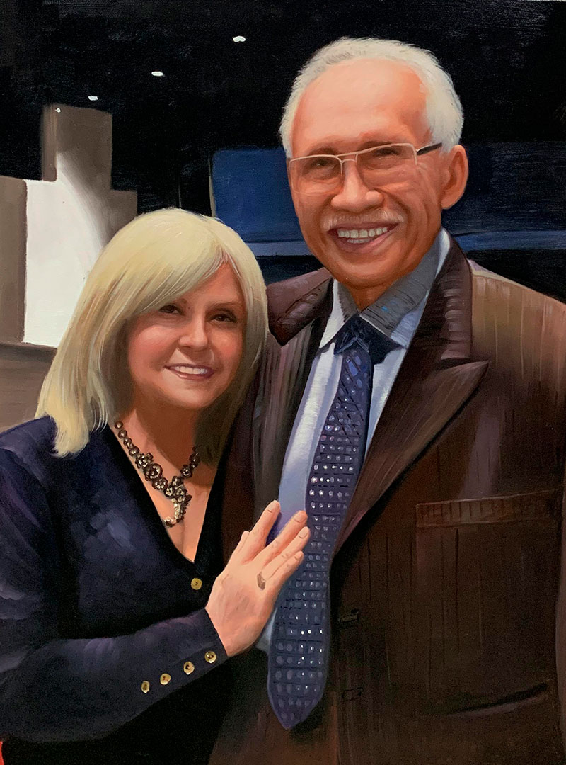 Beautiful oil painting of a loving couple