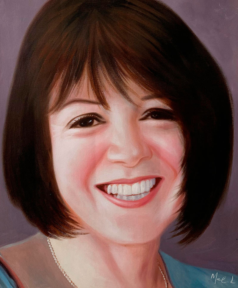 Beautiful close up oil portrait of a woman