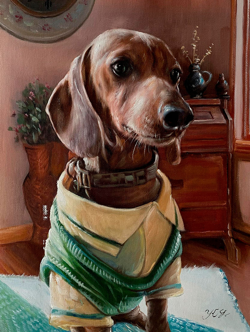 Gorgeous acrylic artwork of a dog 