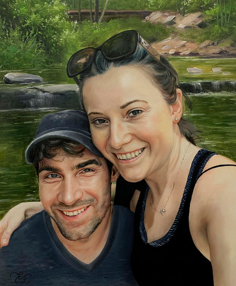 Gorgeous oil painting of a loving couple