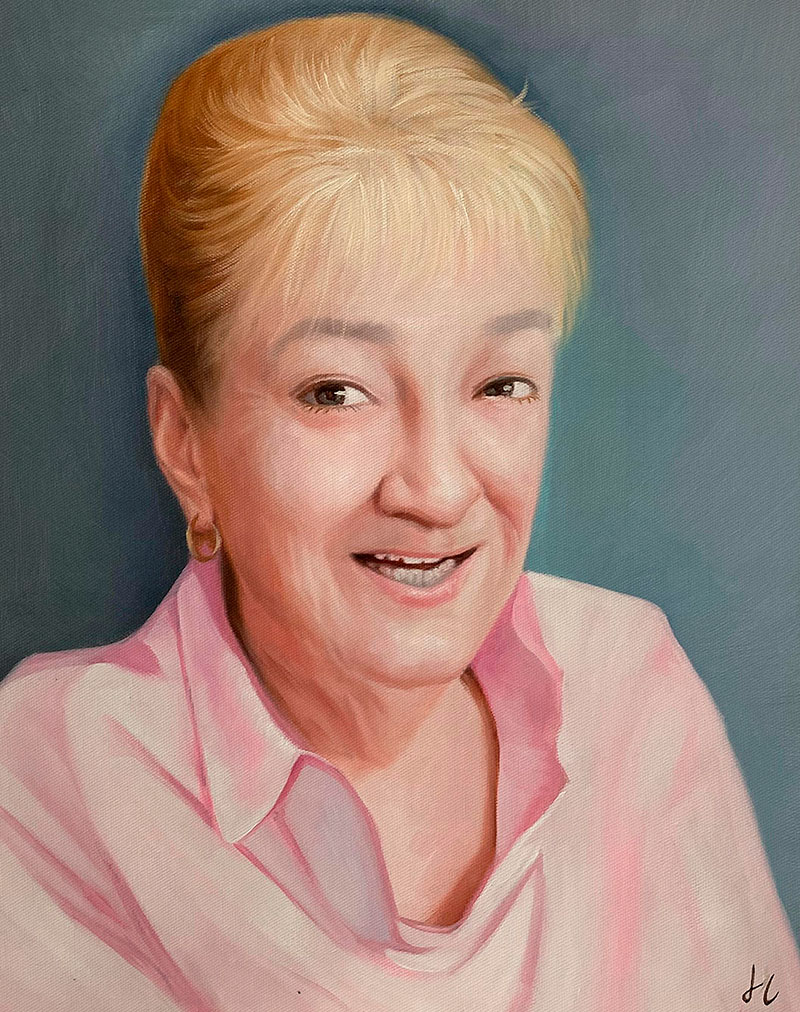 Personalized close up oil portrait of a woman