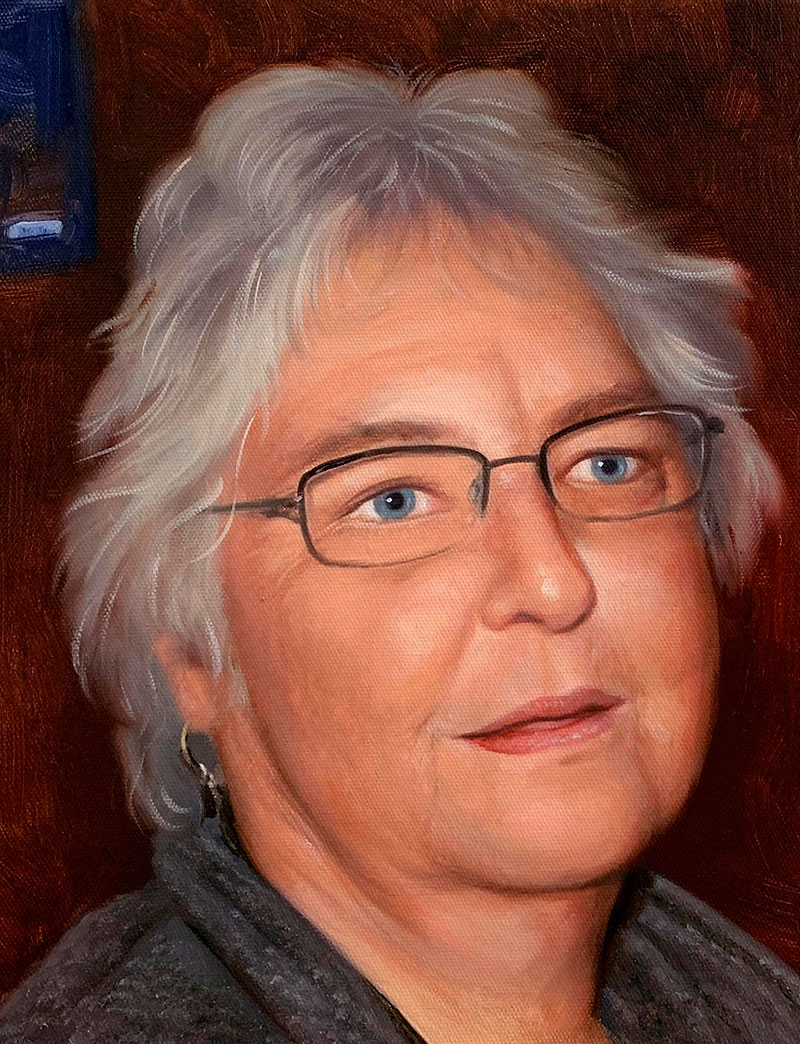 Personalized close up oil portrait of a woman