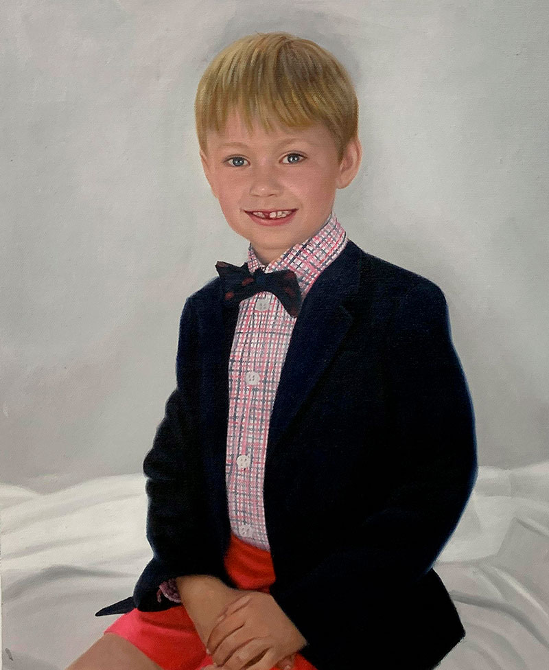 Personalized oil portrait of a boy