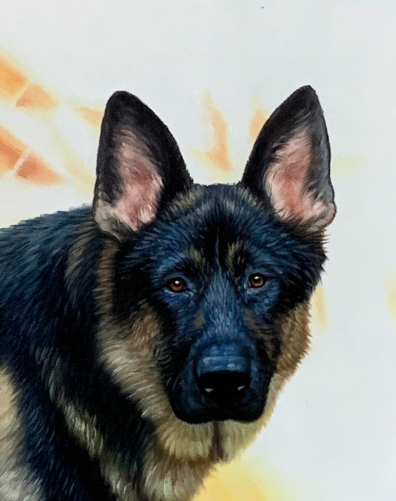 Custom close up oil painting of a dog