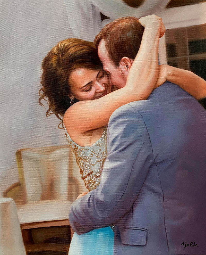 Gorgeous oil artwork of a loving couple