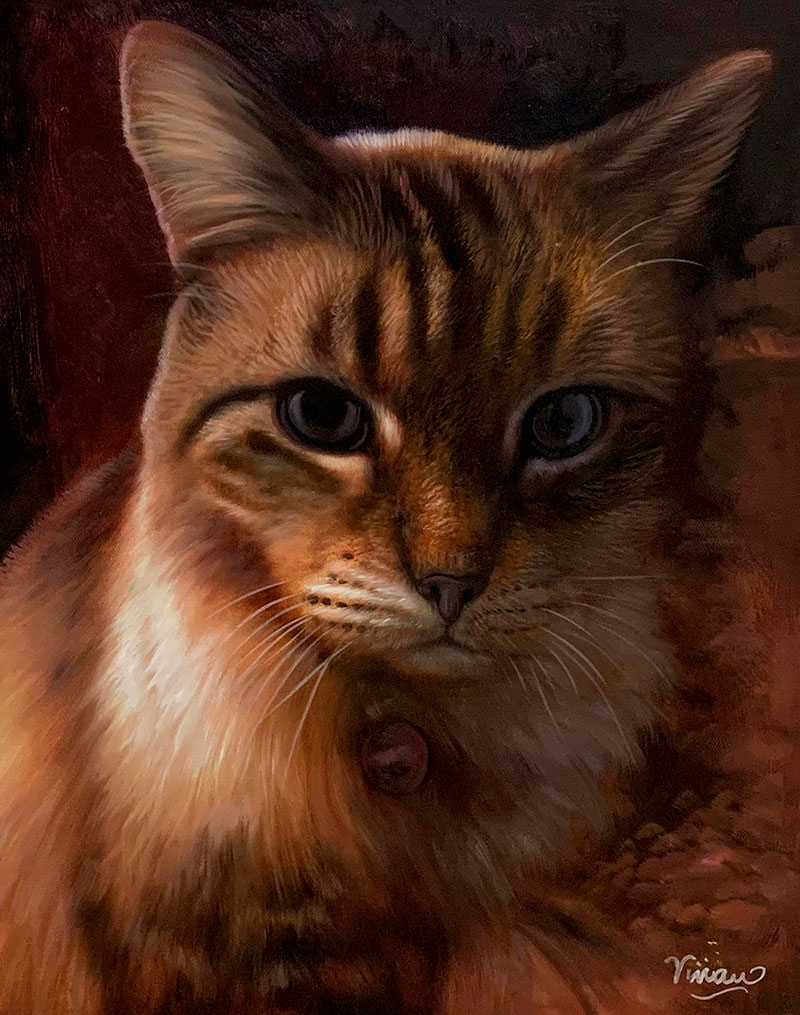 Custom oil painting of a cat