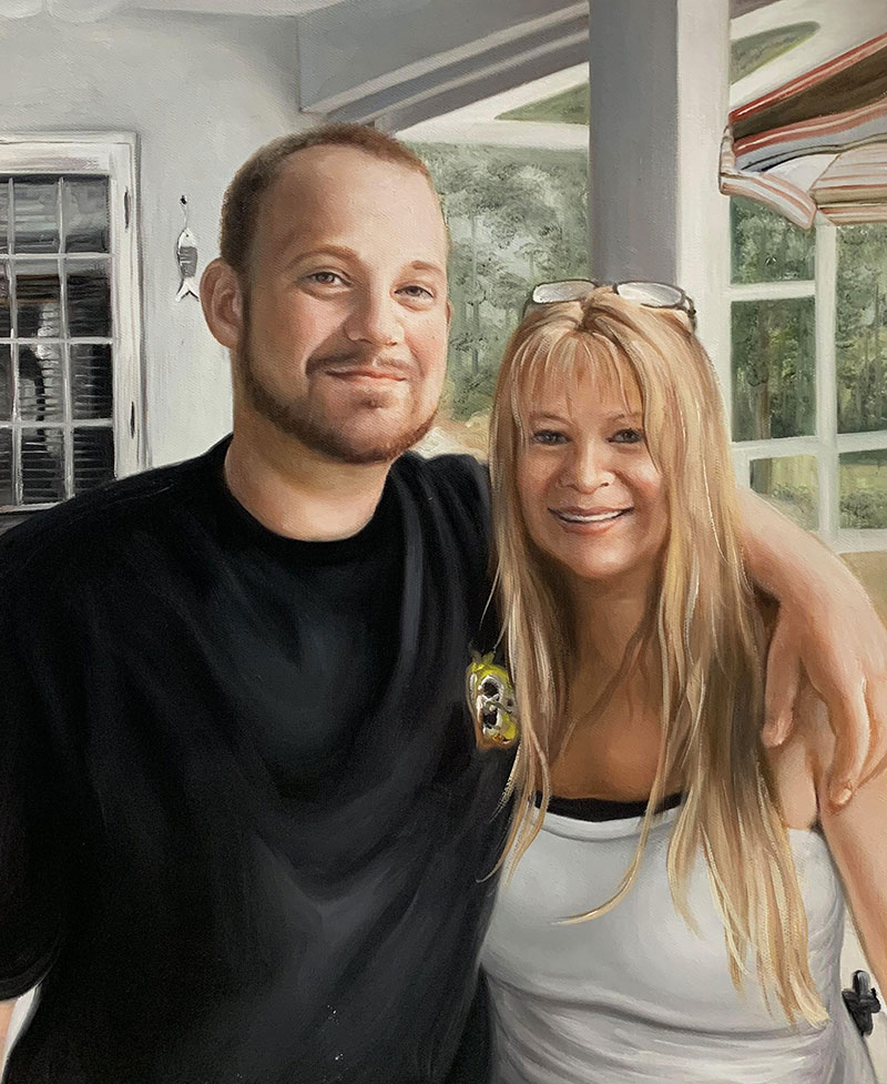 Custom oil artwork of a smiling couple