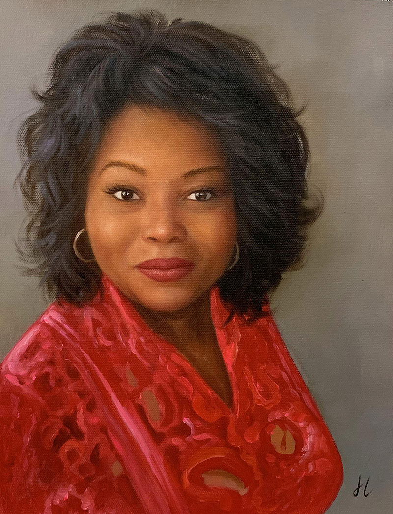 Close up oil portrait of a woman