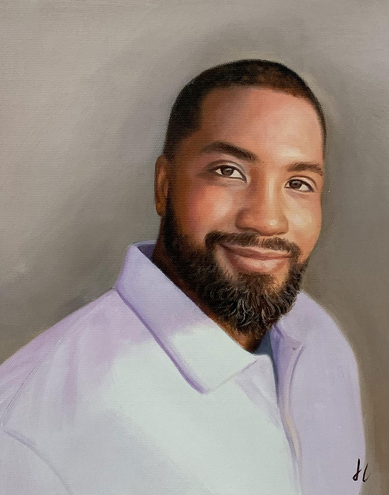 Handmade oil portrait of a man