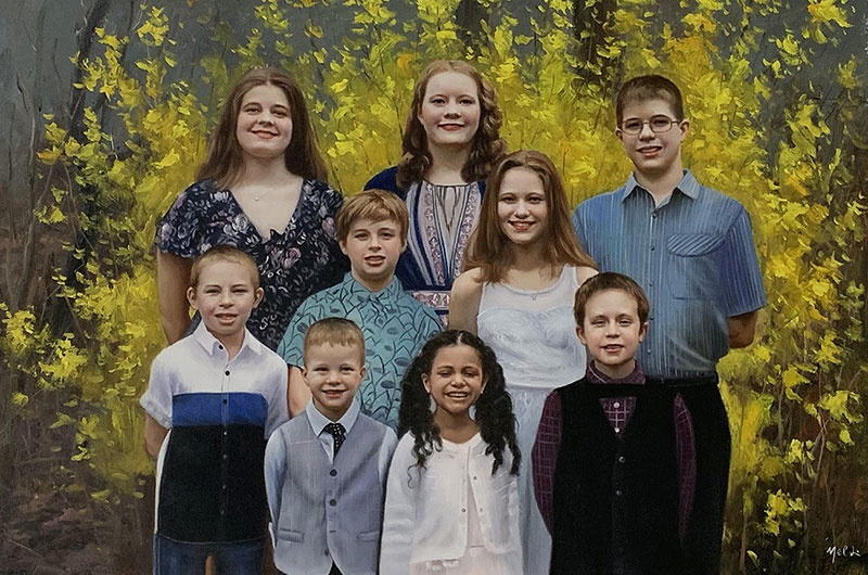 Stunning oil family portrait