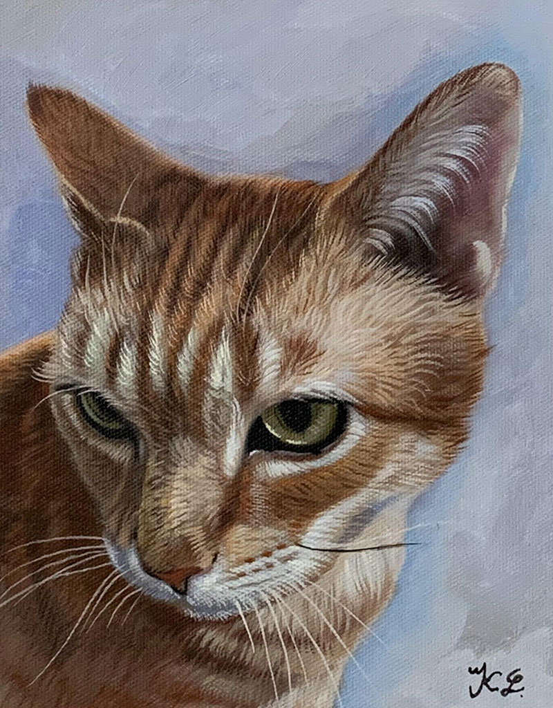 Painting of an orange tabby cat