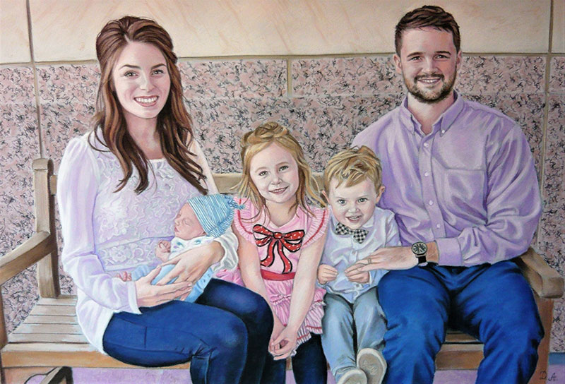 Gorgeous pastel painting of a family