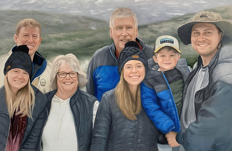 Beautiful oil painting of a family