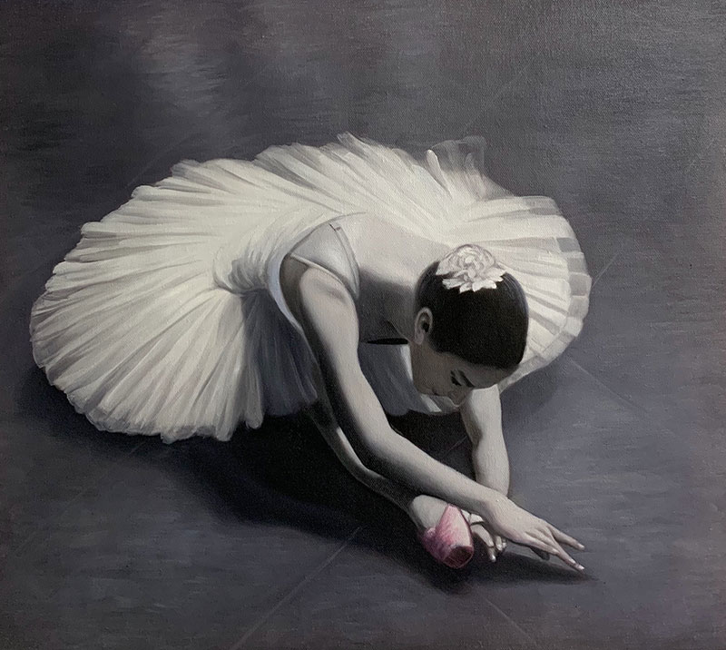 Stunning oil portrait of a ballet dancer