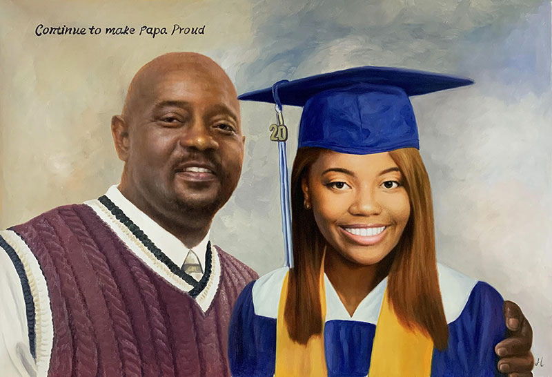Custom acrylic painting of a graduation