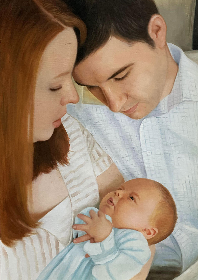 Beautiful oil painting of a family