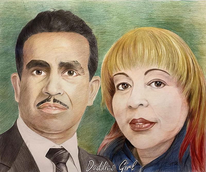 Beautiful color pencil painting of a couple