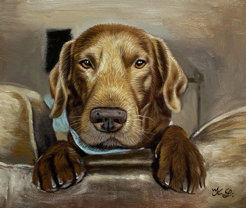 Beautiful oil artwork of a dog