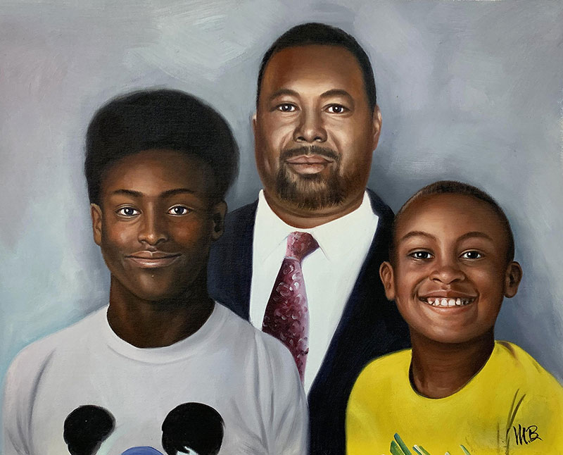 Personalized oil painting of a family