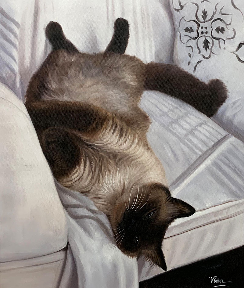 Beautiful oil painting of a cat