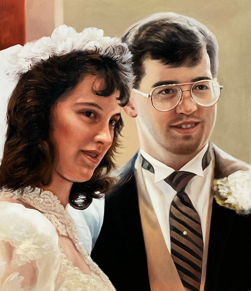 Beautiful vintage wedding portrait of a couple