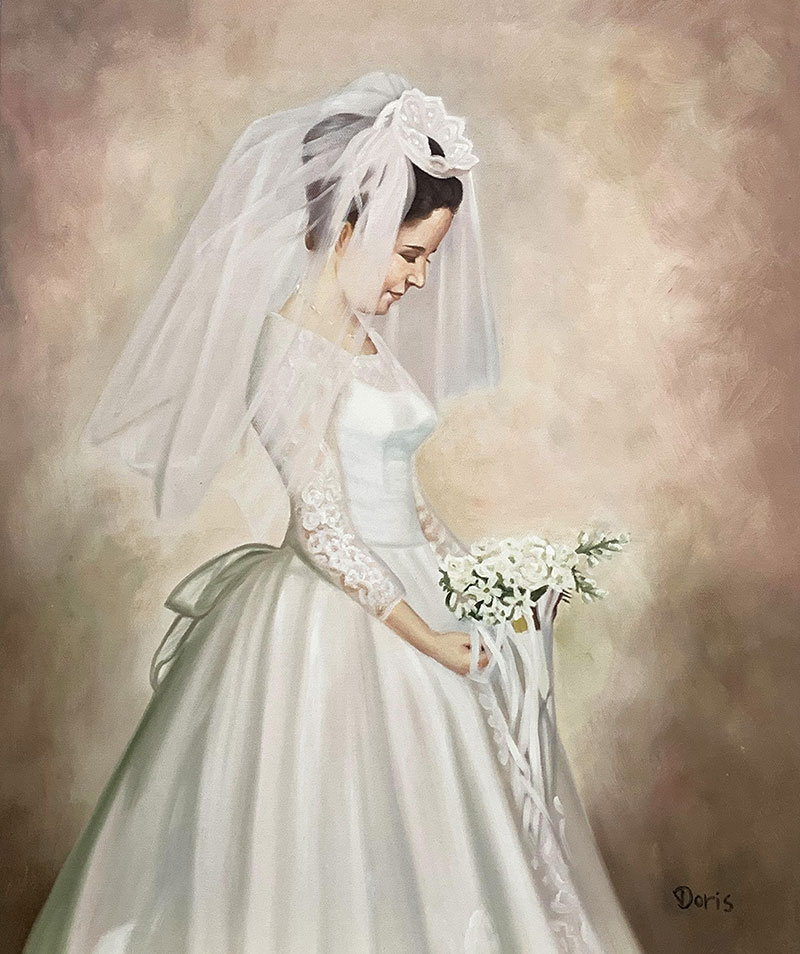 Gorgeous vintage oil painting of a bride