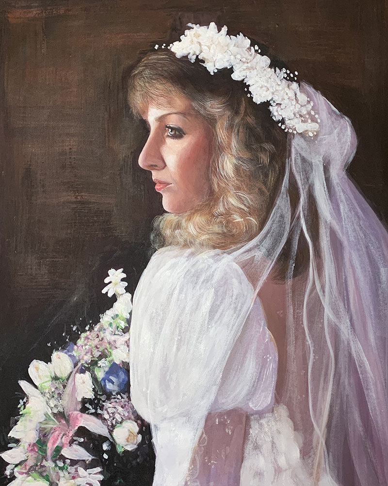 wedding photo painted in pastel