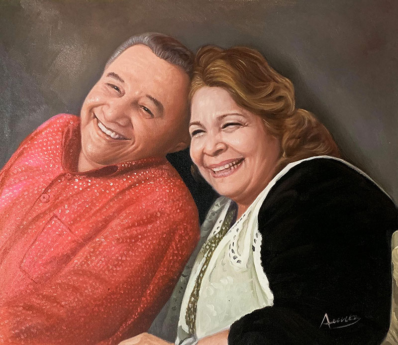 Gorgeous acrylic painting of a happy couple
