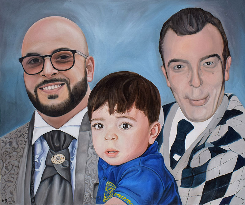 an oil painting of family generations