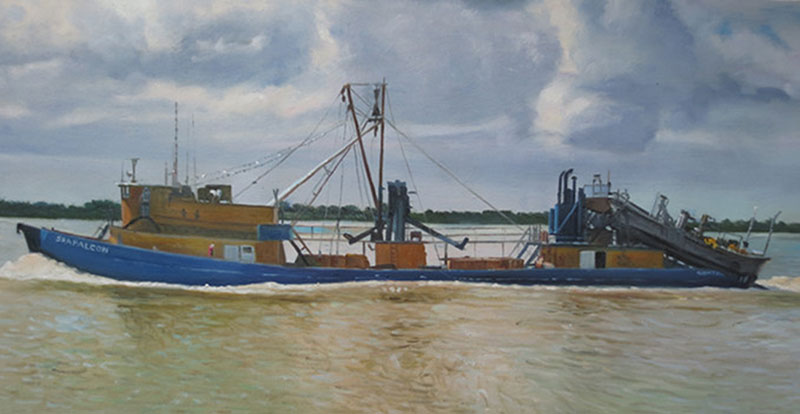 Custom oil handmade painting of a big transit ship