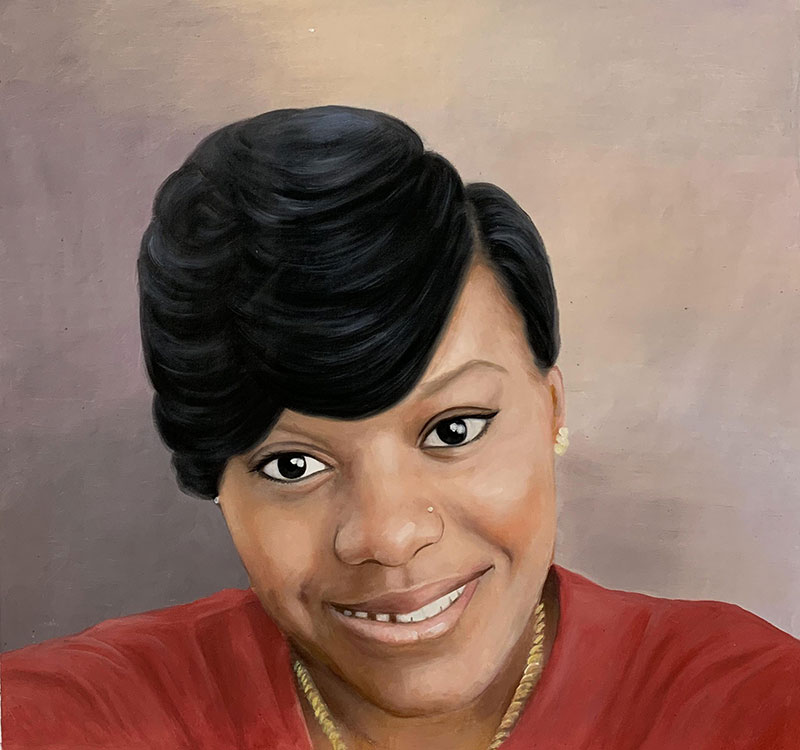 Personalized handmade oil portrait of a lady