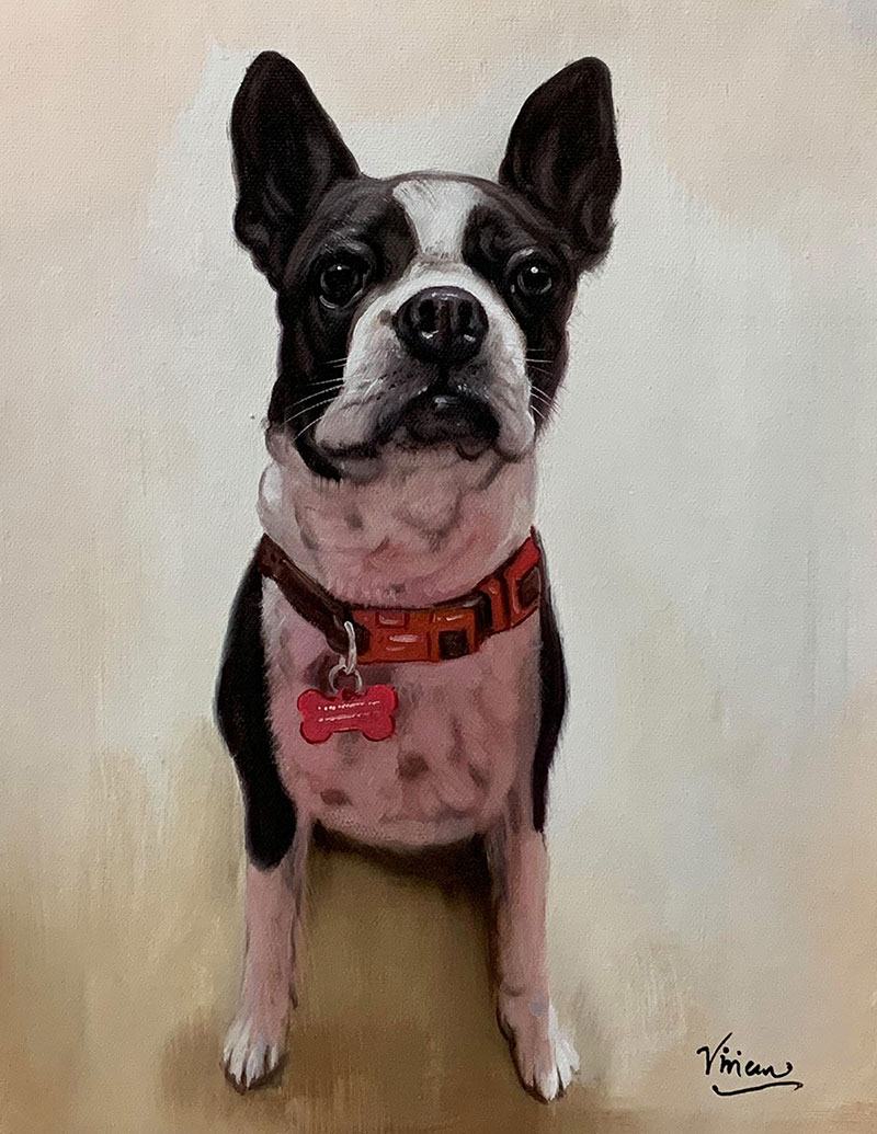 Custom handmade oil painting of a dog