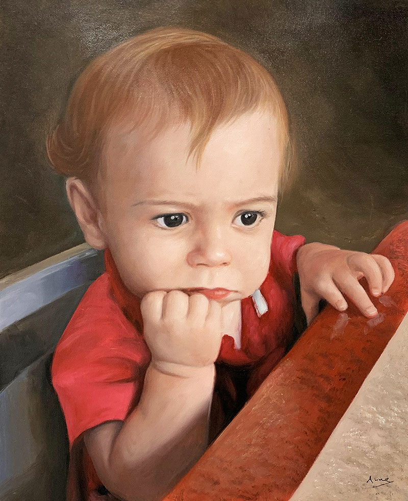 Beautiful acrylic portrait of a baby