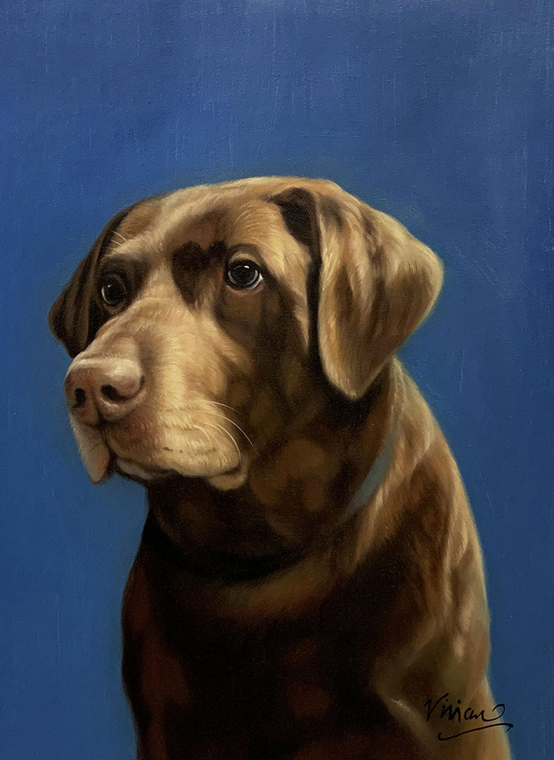 Custom handmade acrylic artwork of a dog
