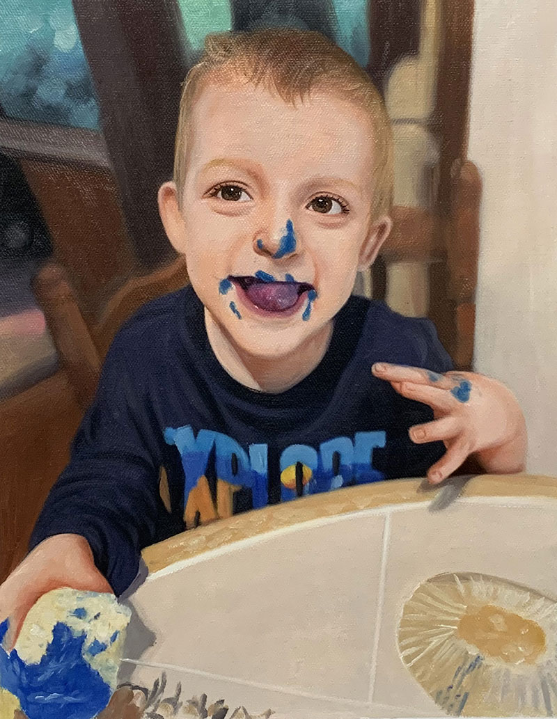 Personalized oil painting of a boy
