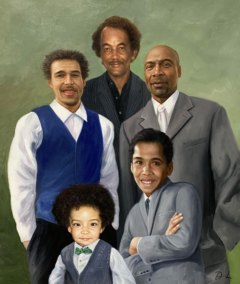 Beautiful handmade oil painting of a family