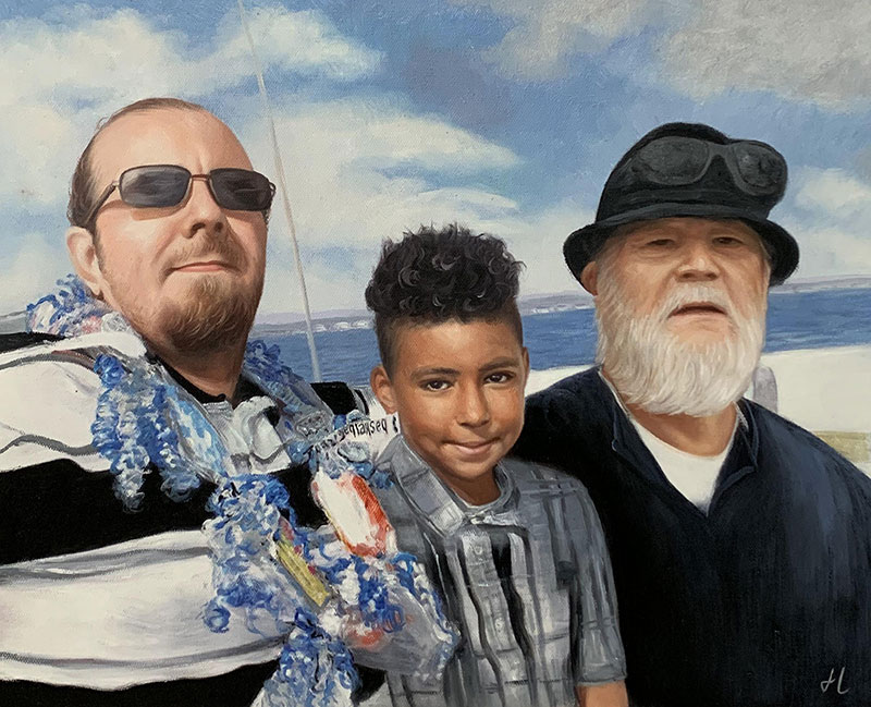 Custom oil family portrait of three people