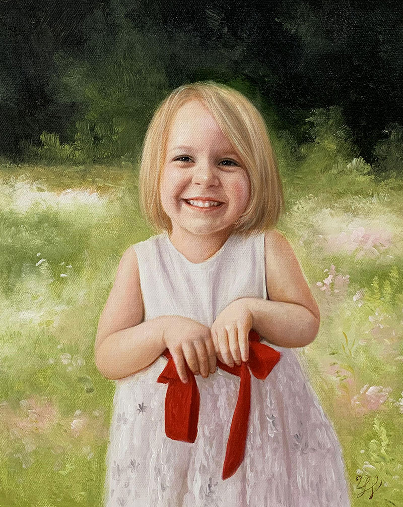 Stunning oil artwork of a little girl