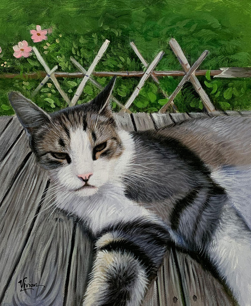 Beautiful acrylic painting of a cat