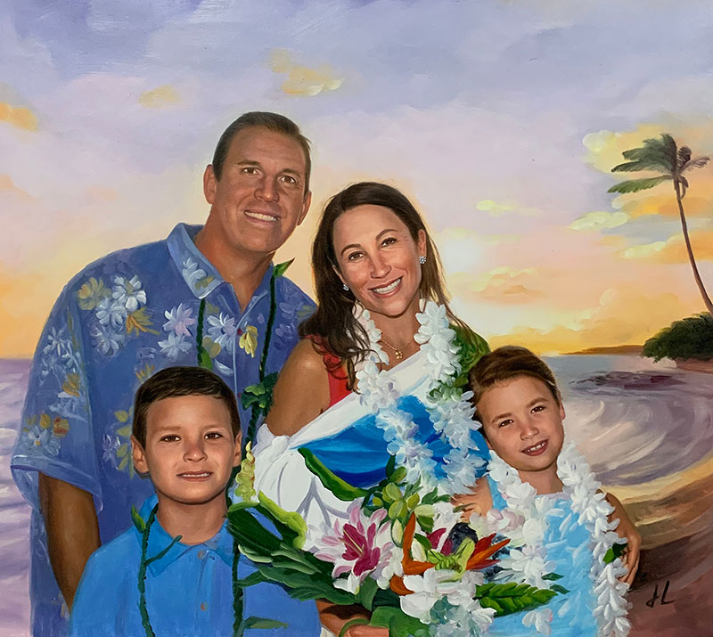 Beautiful oil family portrait
