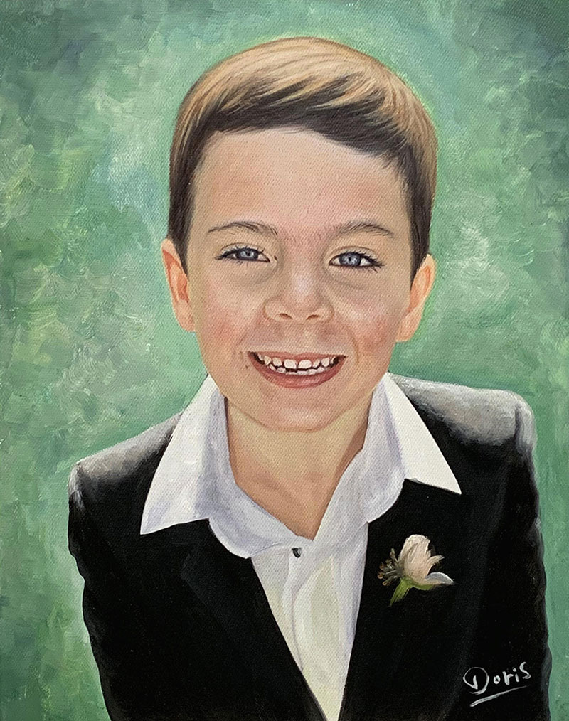 Personalized oil portrait of a little boy