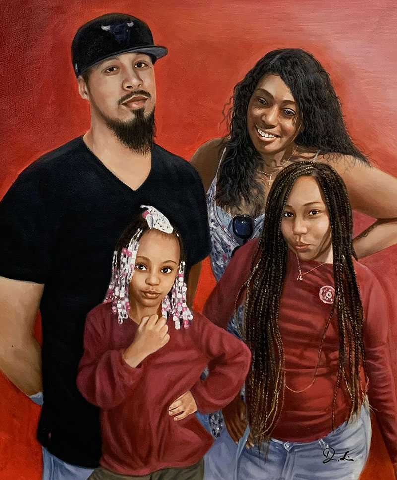 Beautiful handmade acrylic family portrait