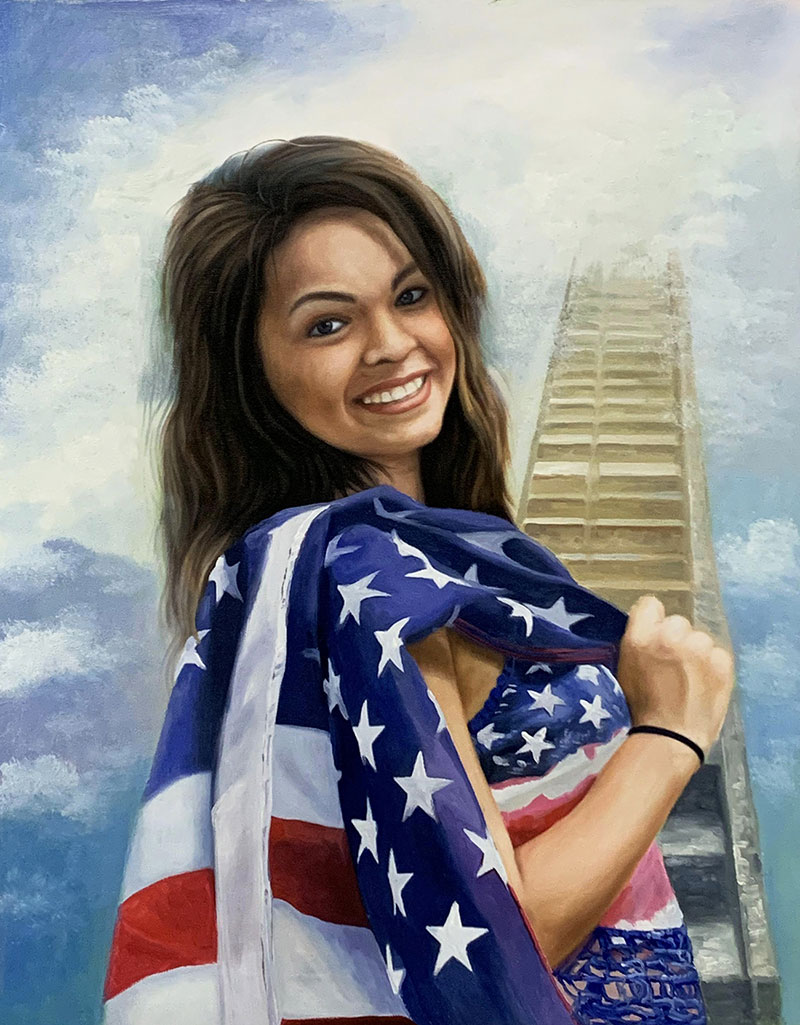Beautiful acrylic memorial portrait of a lady