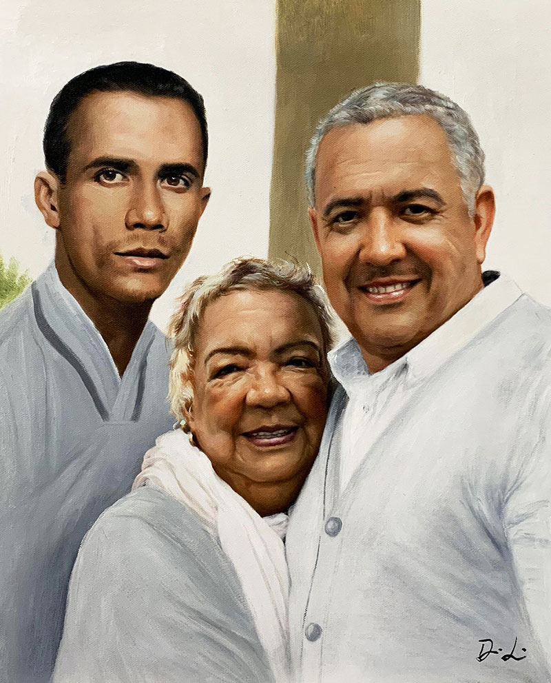 Beautiful oil painting of a happy family