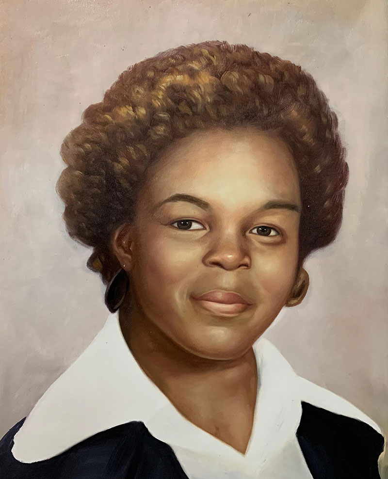 Beautiful vintage acrylic portrait of a woman