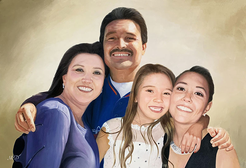 Gorgeous oil artwork of a happy family