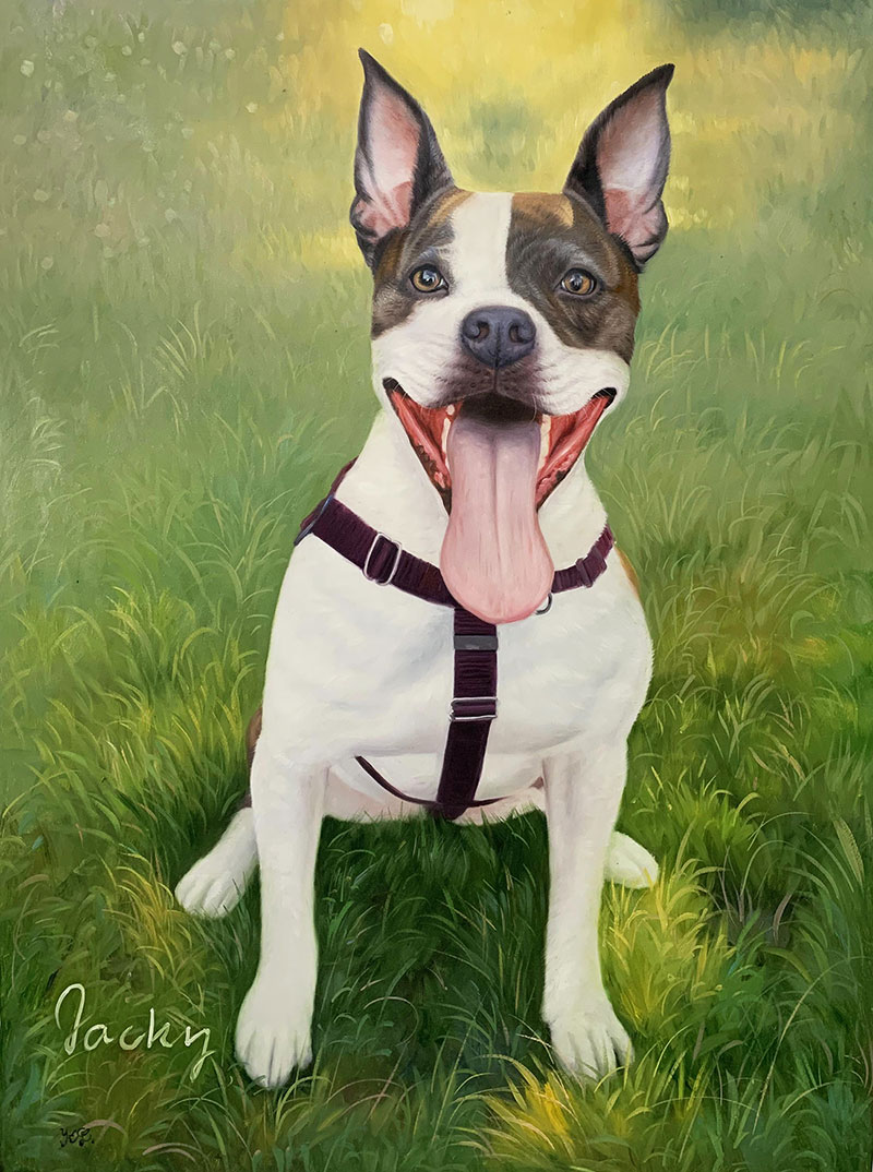 Custom oil painting of a dog