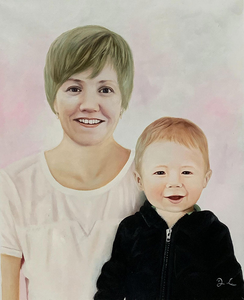 Beautiful acrylic artwork of a mother and child